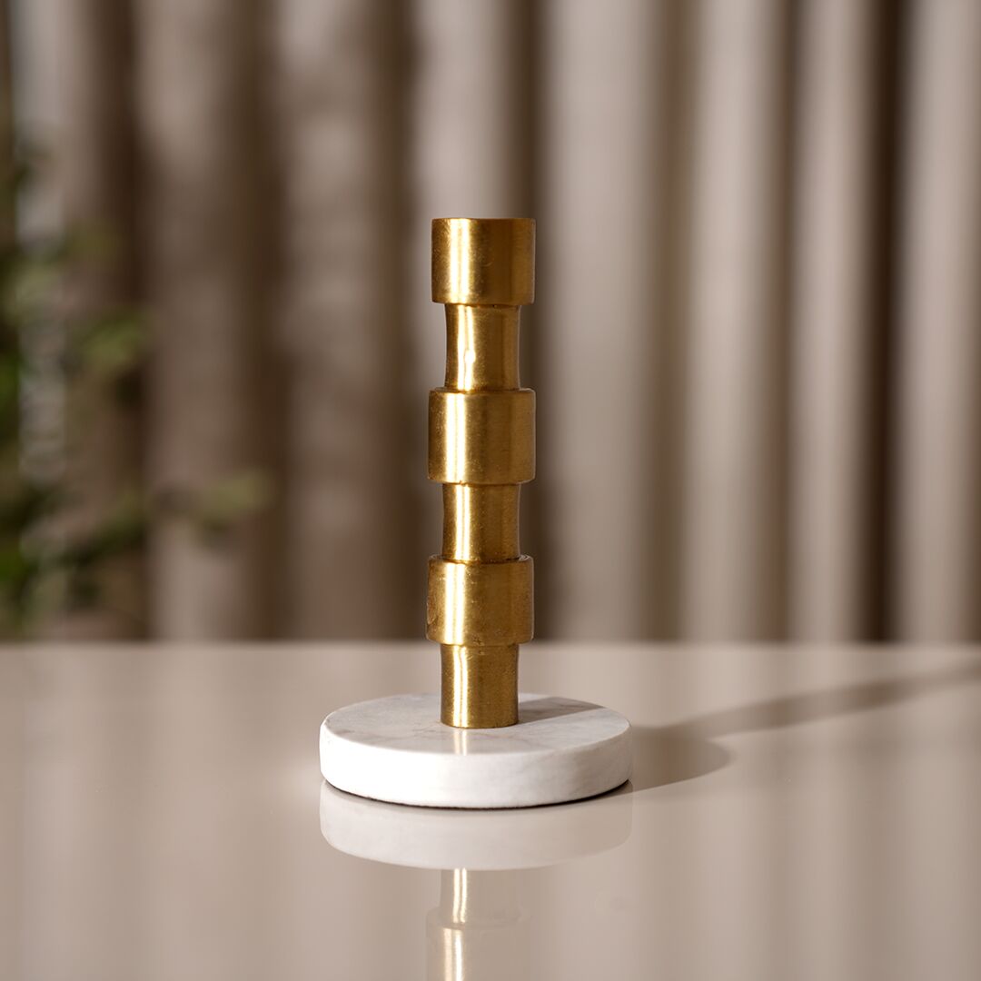 Adro Metal Candle Holder with Marble Base- 16.5 cm - Image 4