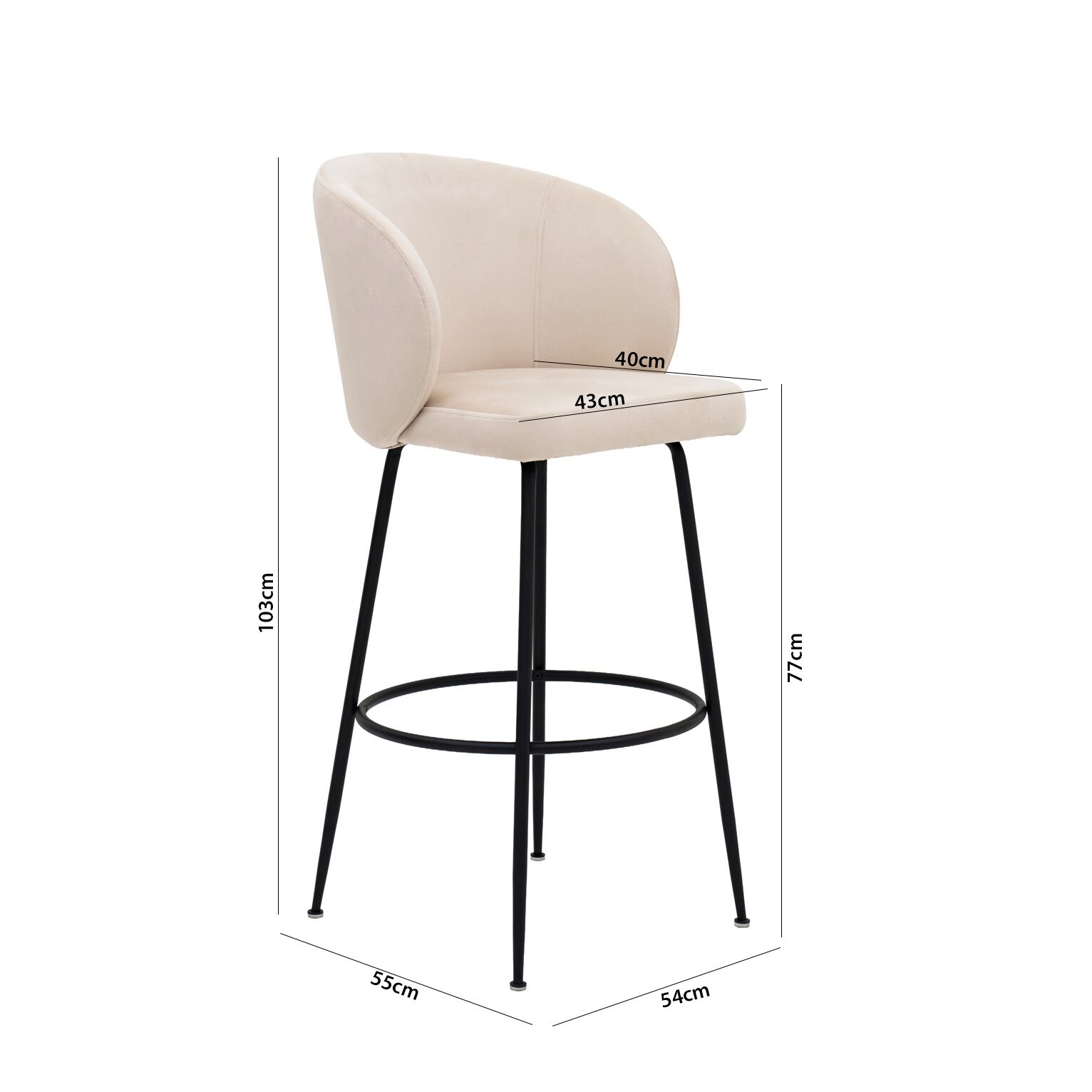Holsted Bar Chair-Beige - Image 2