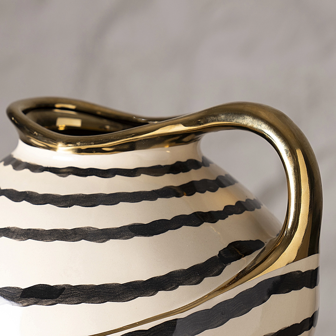 Auric Ceramic Vase Cream/Black 31.5x29x28.5Cm - Image 3