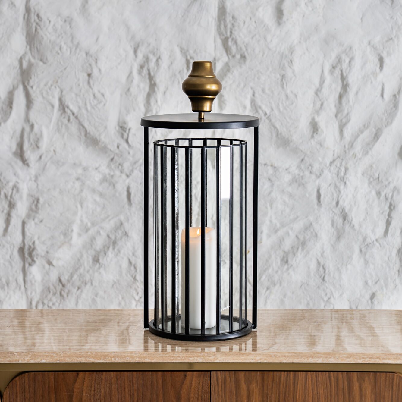 Mesa metal antique finish lantern 26X26X59 CM
