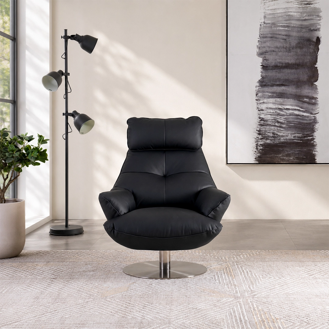 Lincon Swivel Chair-Black - Image 4