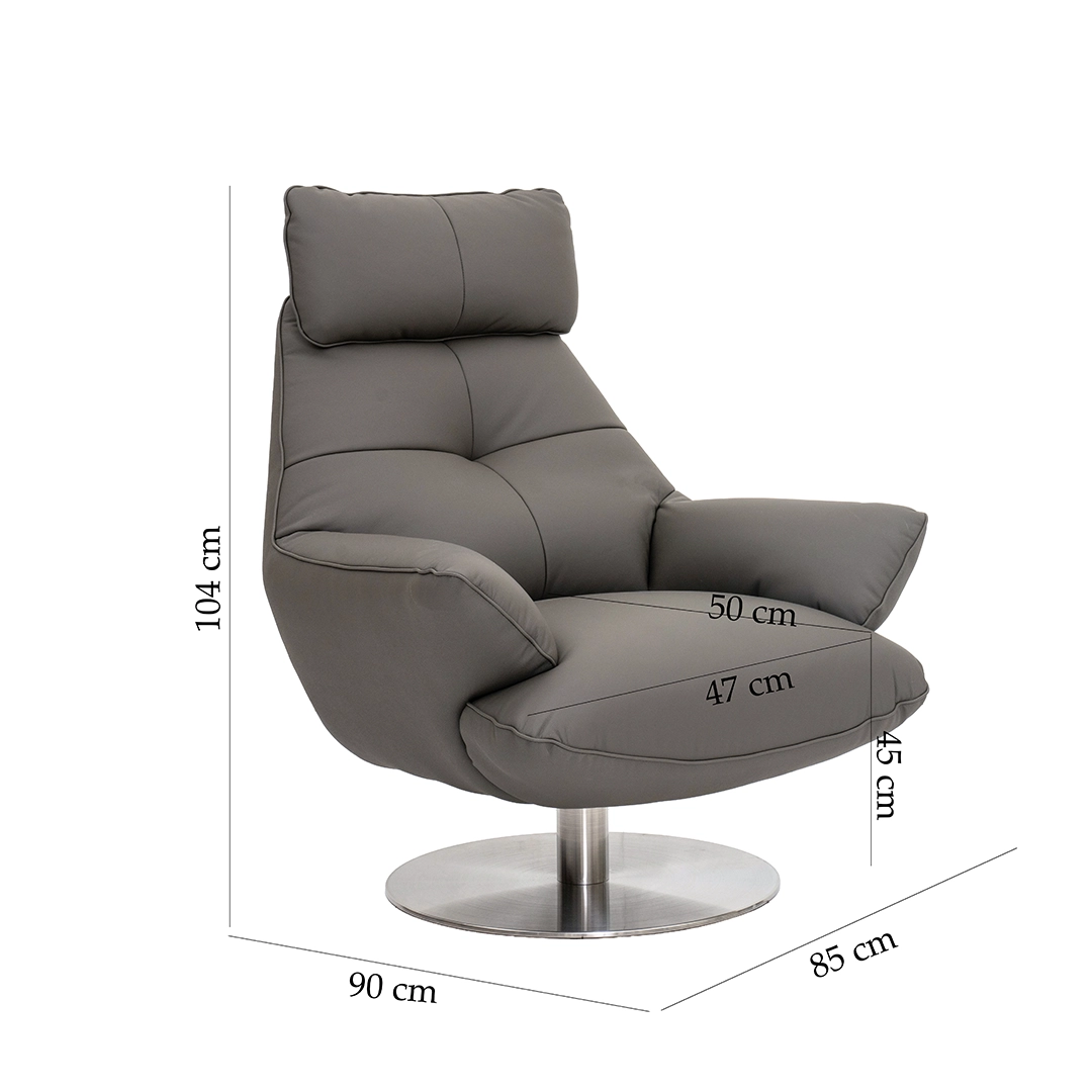 Lincon Swivel Chair-Taupe - Image 2