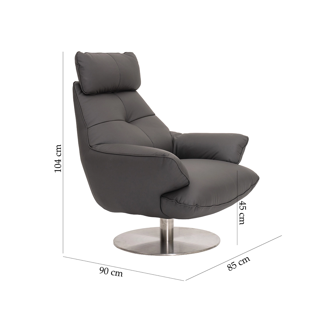 Lincon Swivel Chair-Grey - Image 2