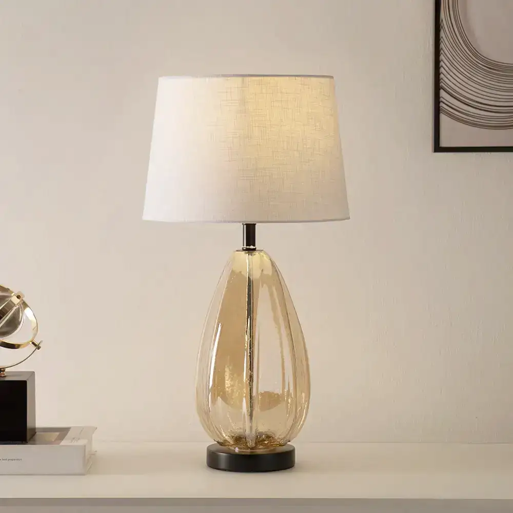 Avero glass base table lamp Amber 30x30x56cm - Image 4
