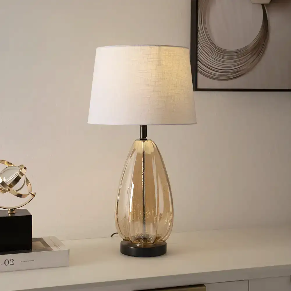 Avero glass base table lamp Amber 30x30x56cm