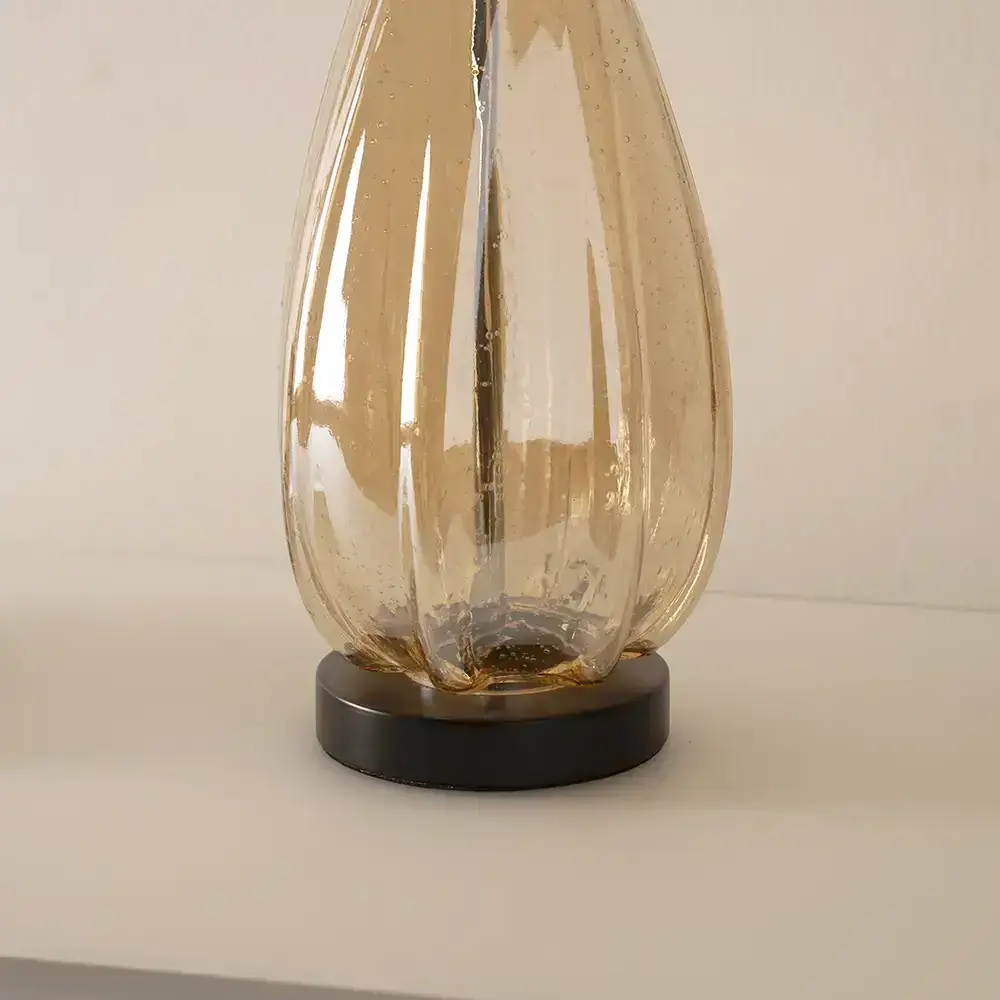 Avero glass base table lamp Amber 30x30x56cm - Image 3
