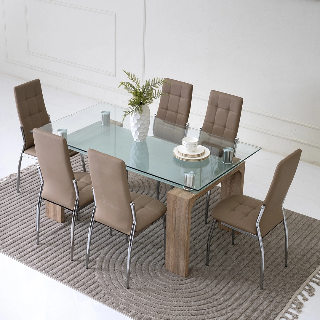 Lucas 6-Seater Dining Set-Oak