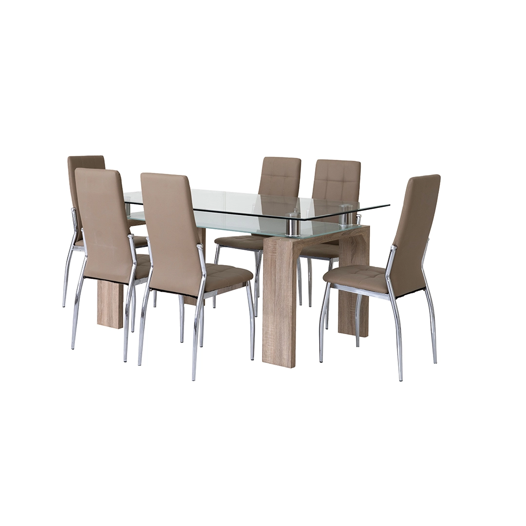 Lucas 6-Seater Dining Set-Oak - Image 4