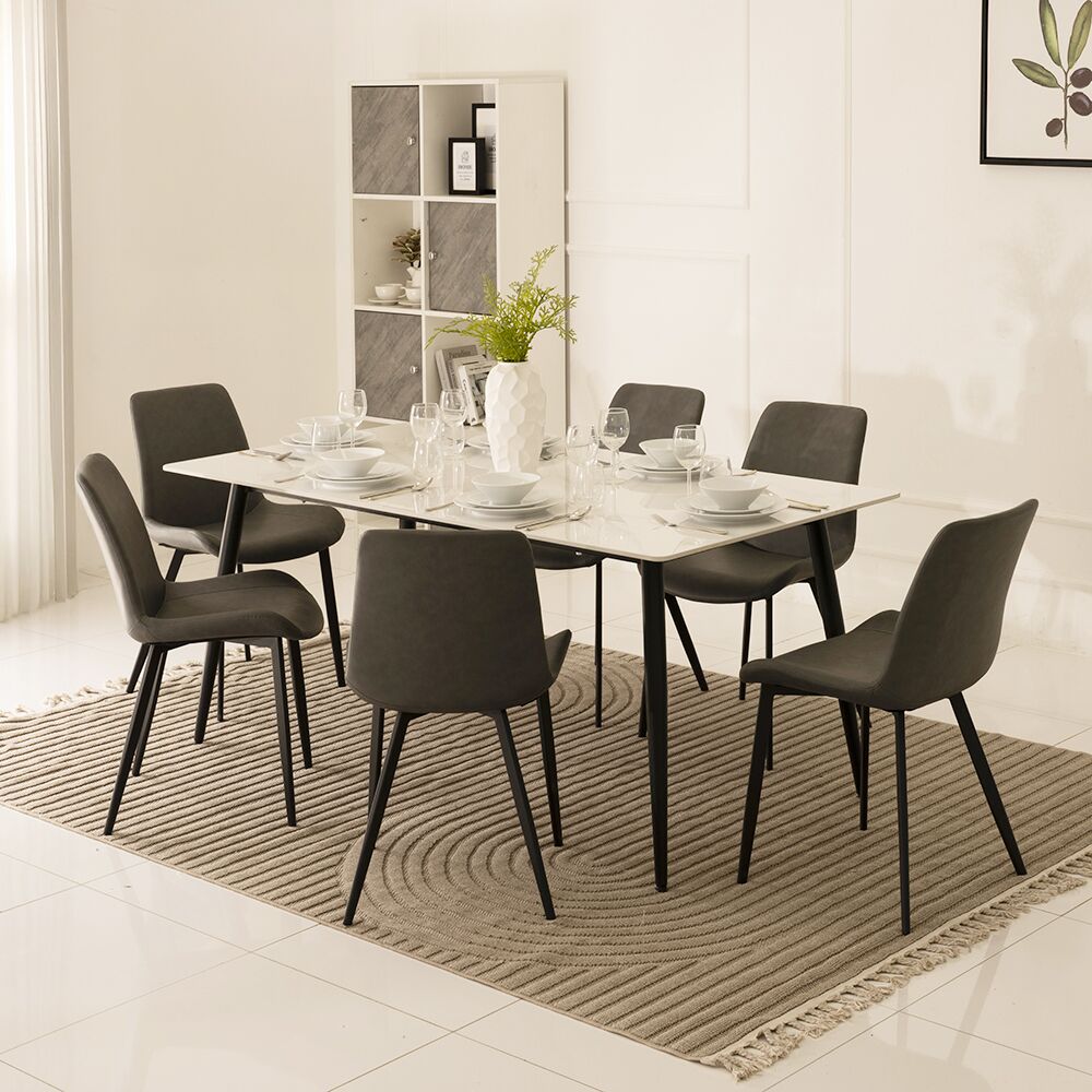 Senorita 6-Seater Sintered Stone Top Dining Set-Grey
