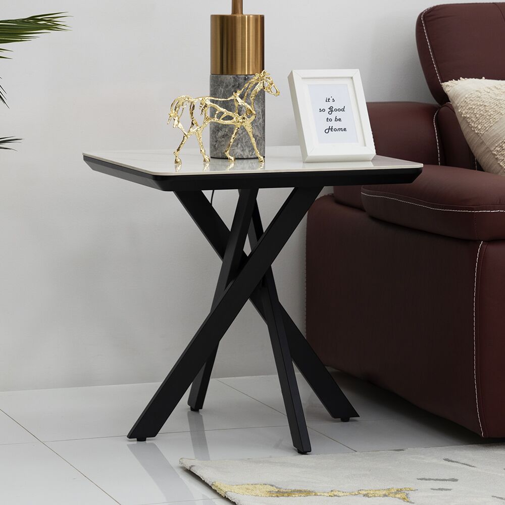 Florence End Table-White/Black - Image 7