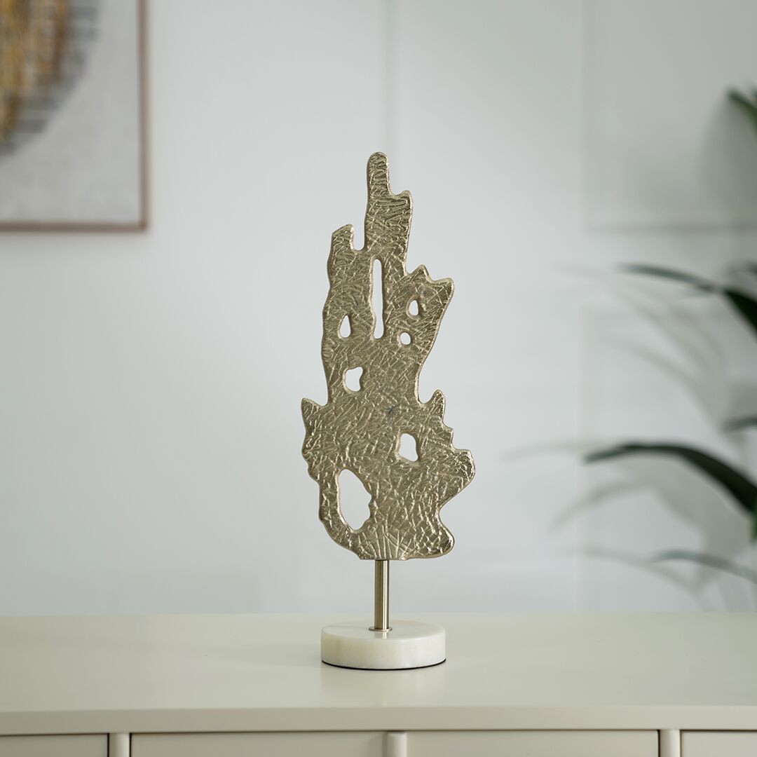 Ernid metal marble accent with marble base