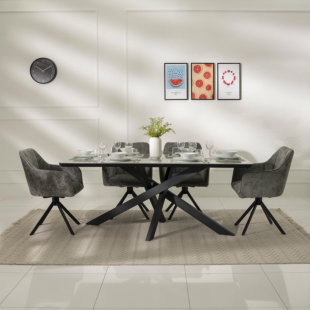 Florence 6-Seater Dining Set-Grey - Image 9