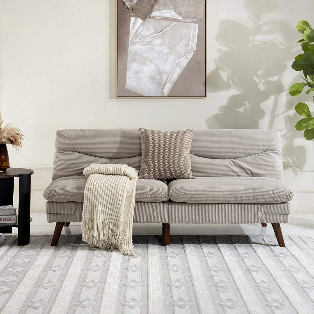 Dusk 3-Seater Sofa Bed-Beige - Image 4