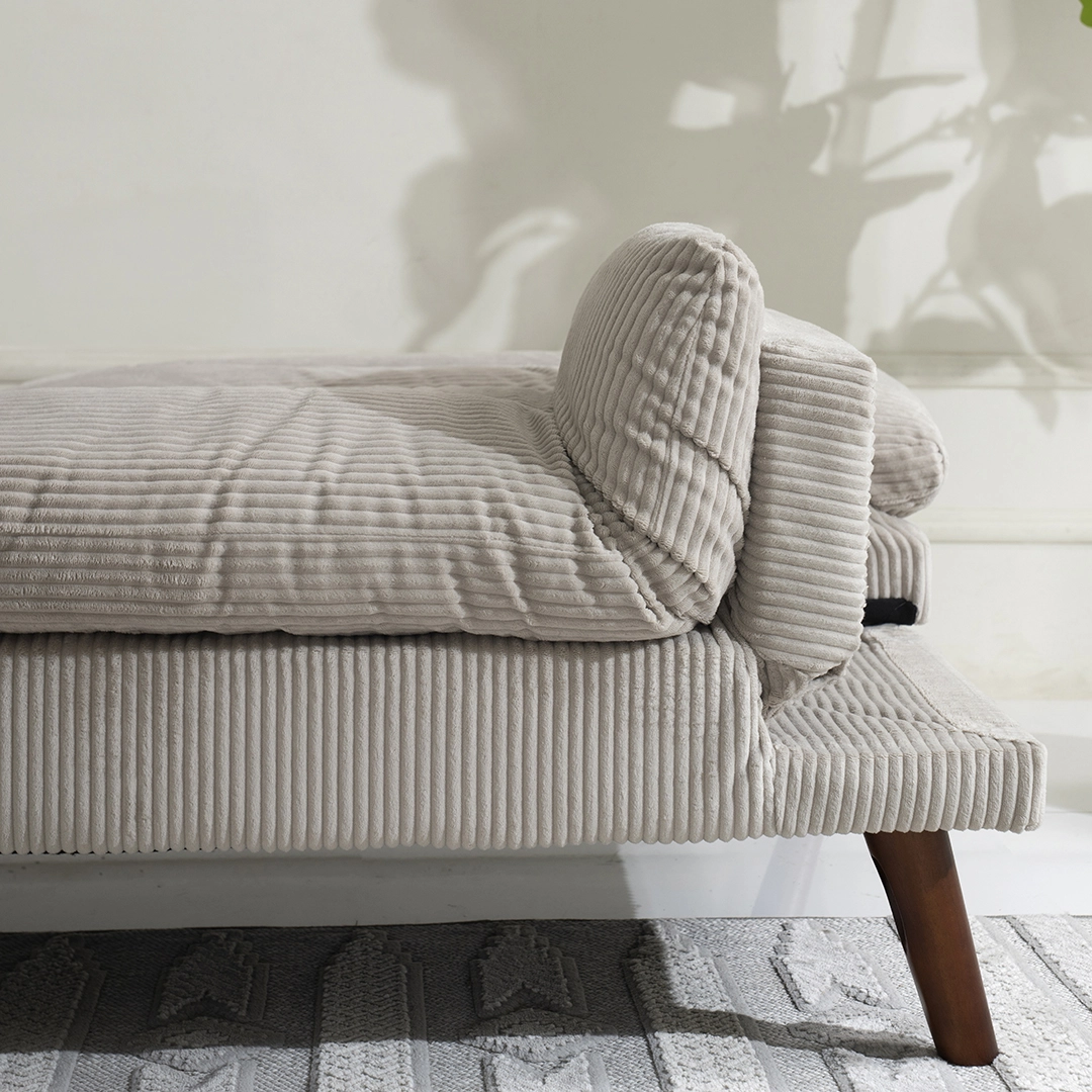 Dusk 3-Seater Sofa Bed-Beige - Image 7