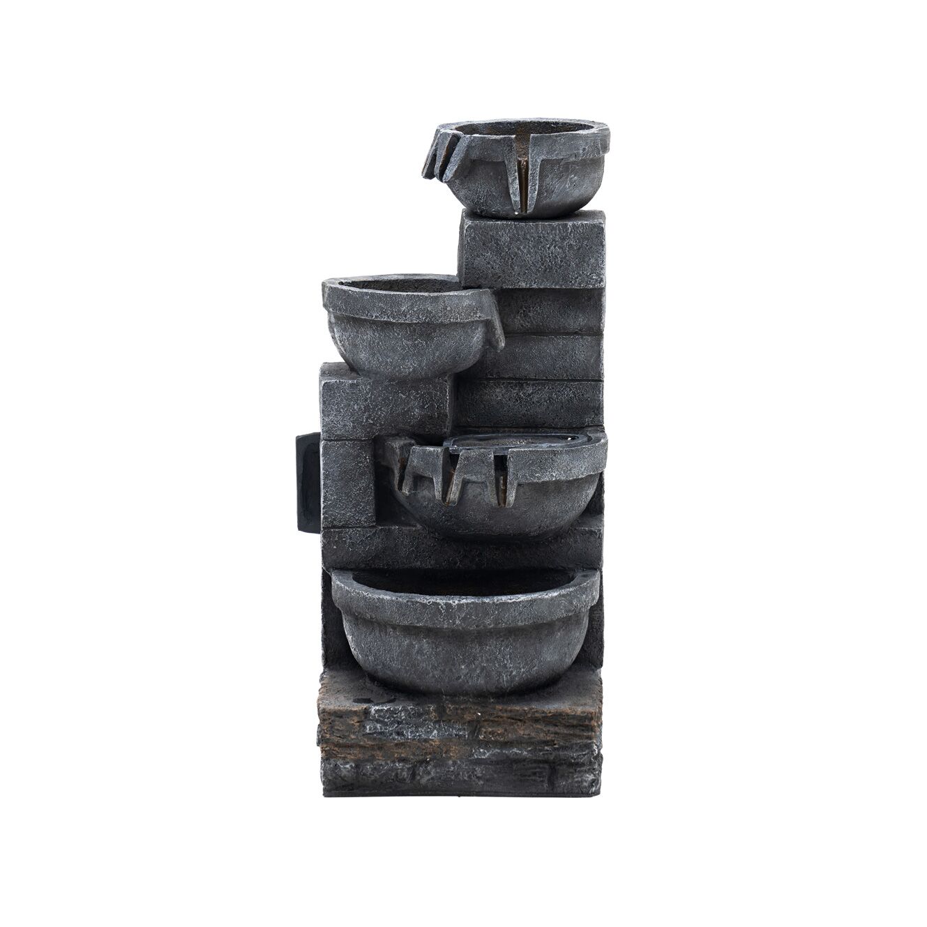 Serene Cascading Vessel Outdoor Fountain Grey 36x37x79Cm - Image 6