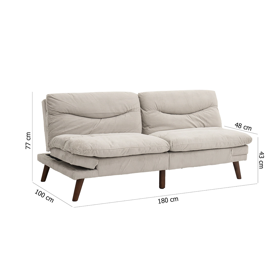 Dusk 3-Seater Sofa Bed-Beige - Image 2