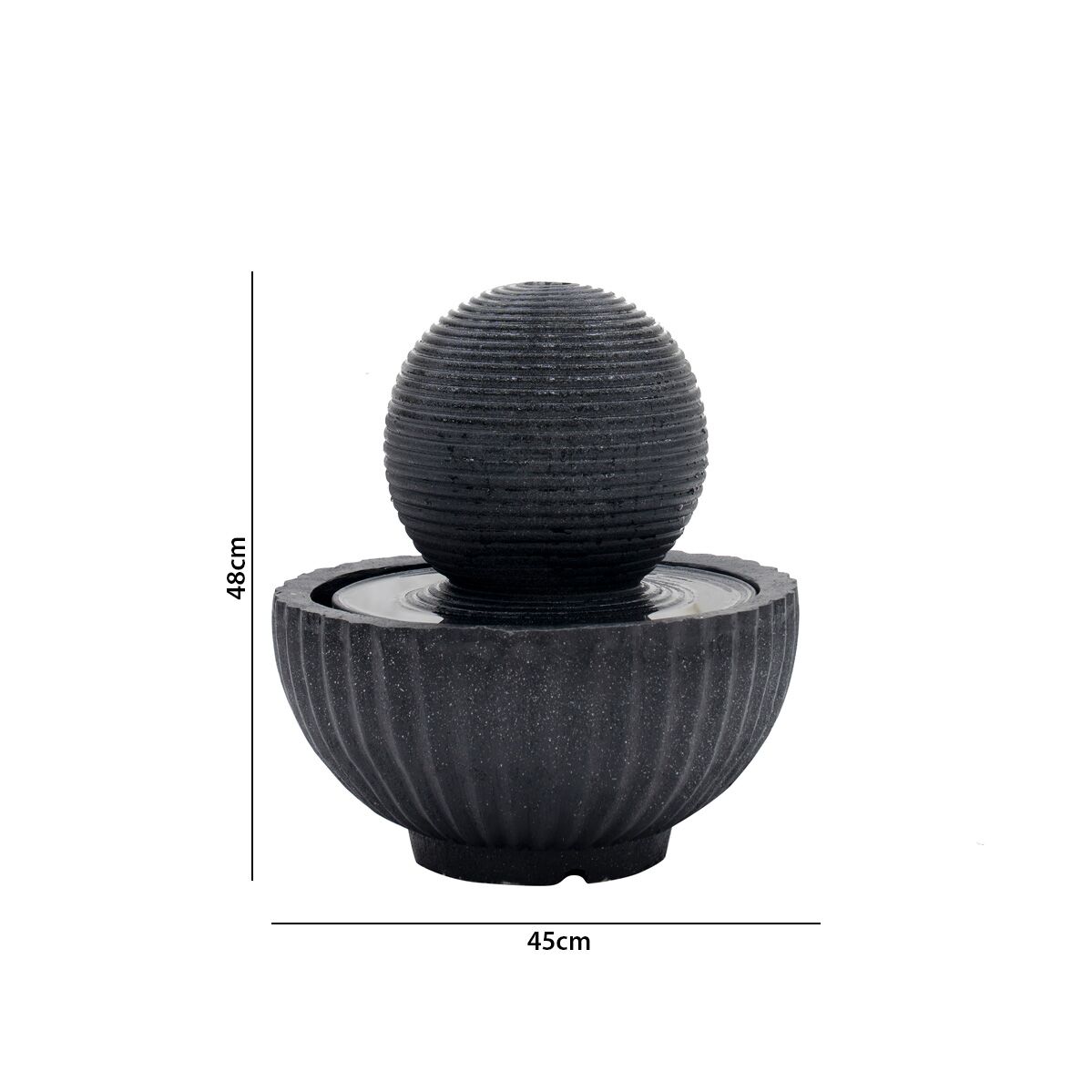Serene Floating Orb Bowl Outdoor Fountain Black 45x45x48Cm - Image 2