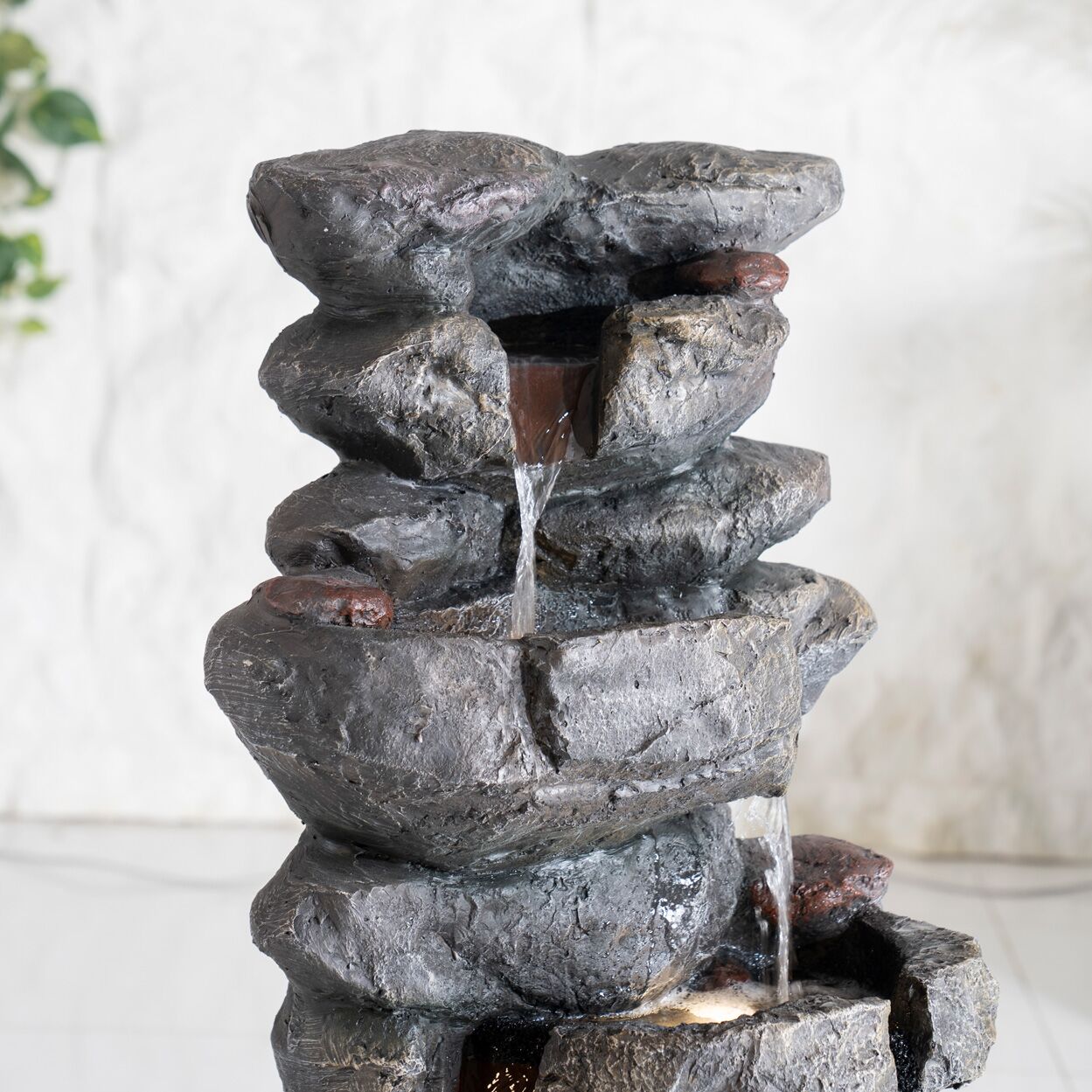 Serene Forest Stream Rock Tier Outdoor Fountain Grey 43x33x99Cm - Image 5