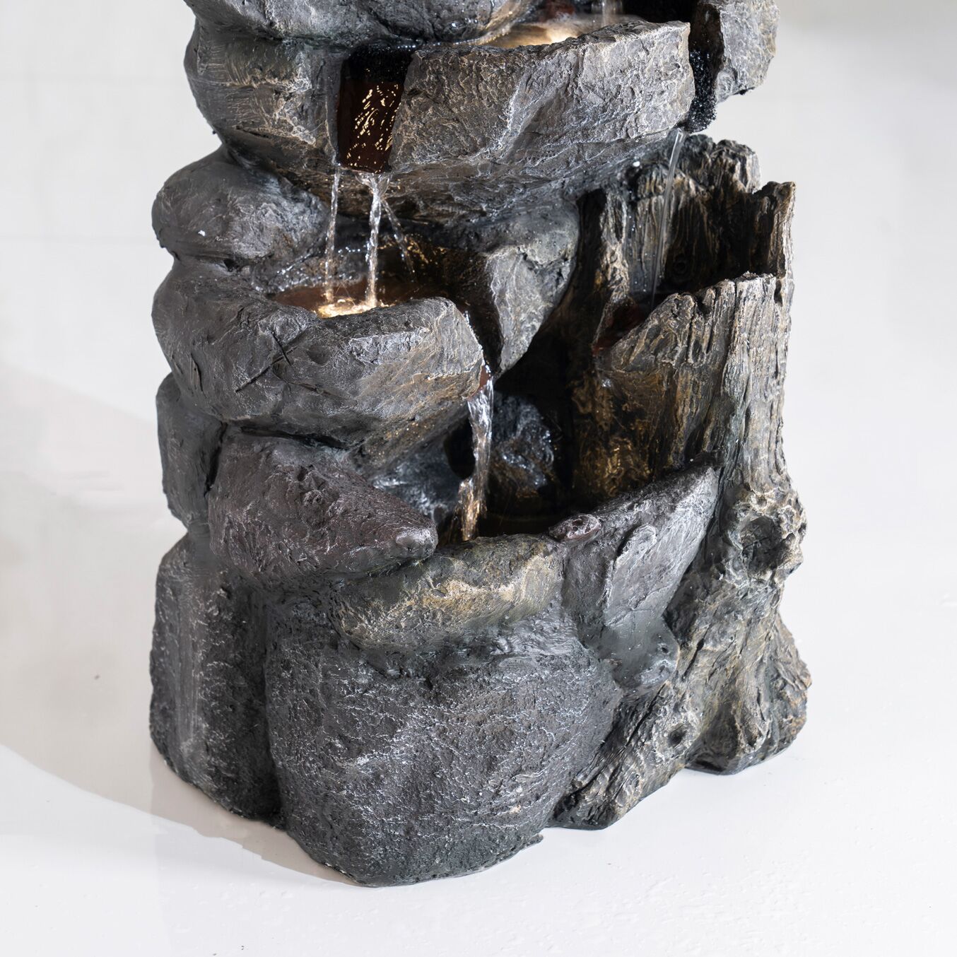 Serene Forest Stream Rock Tier Outdoor Fountain Grey 43x33x99Cm - Image 6