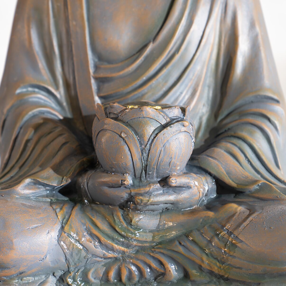 Serene Meditating Buddha Outdoor Waterfall Fountain Grey 32x25x108Cm - Image 6