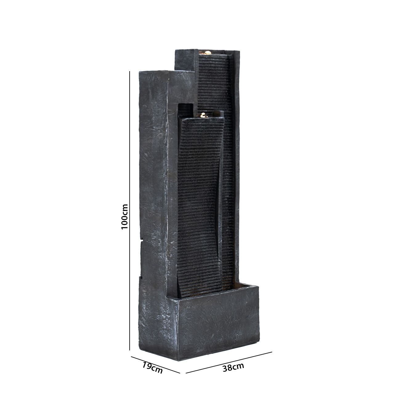 Serene Stone Flow Outdoor Fountain Grey 38x19x100Cm - Image 2