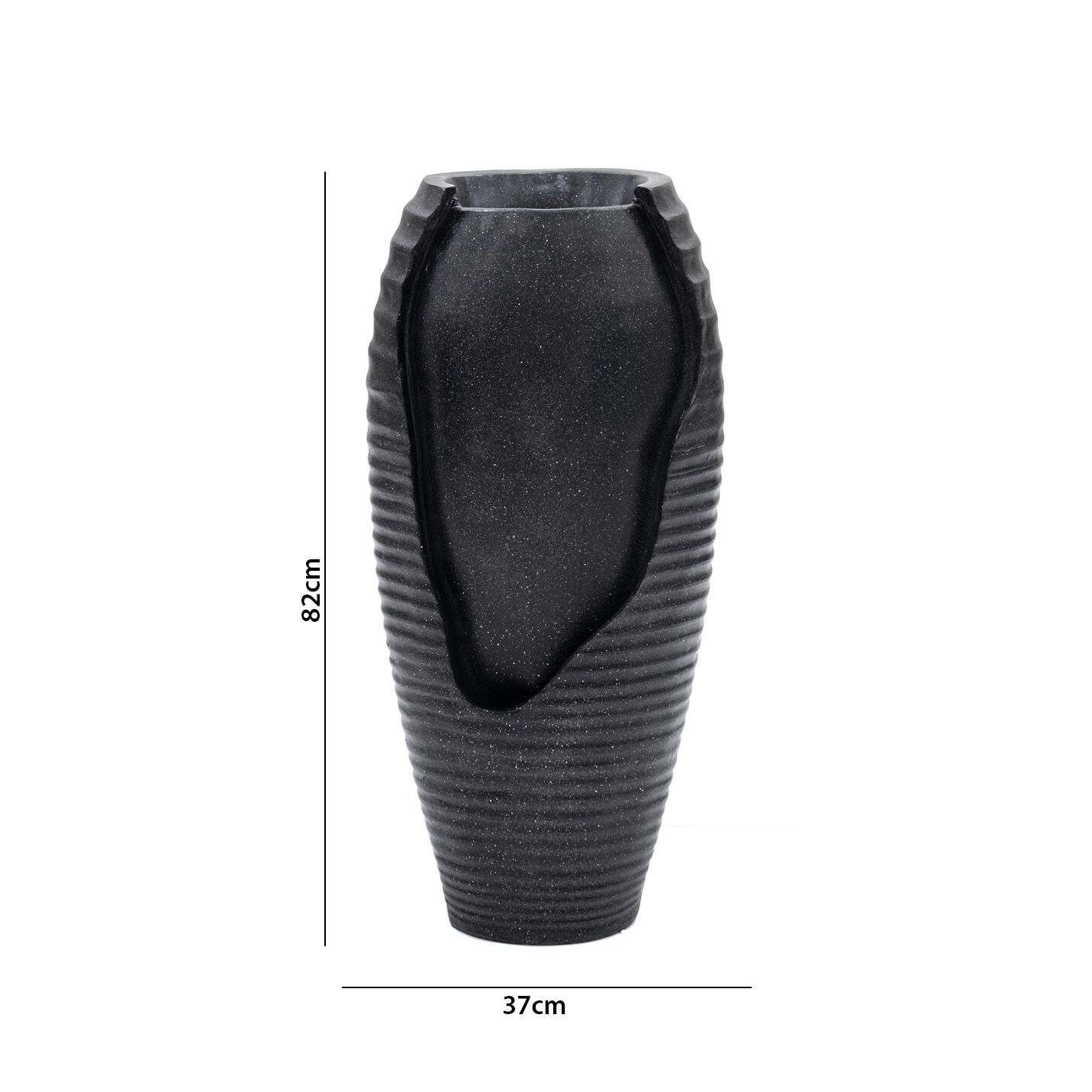 Serene Tall Textured Urn Outdoor Fountain Black 37x34x82Cm - Image 2