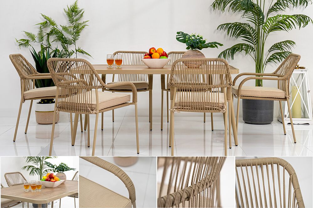 HAVELOCK 210947 DINING SET 1+6 (OUT DOOR) WT CUSHION COL BEIGE (2)