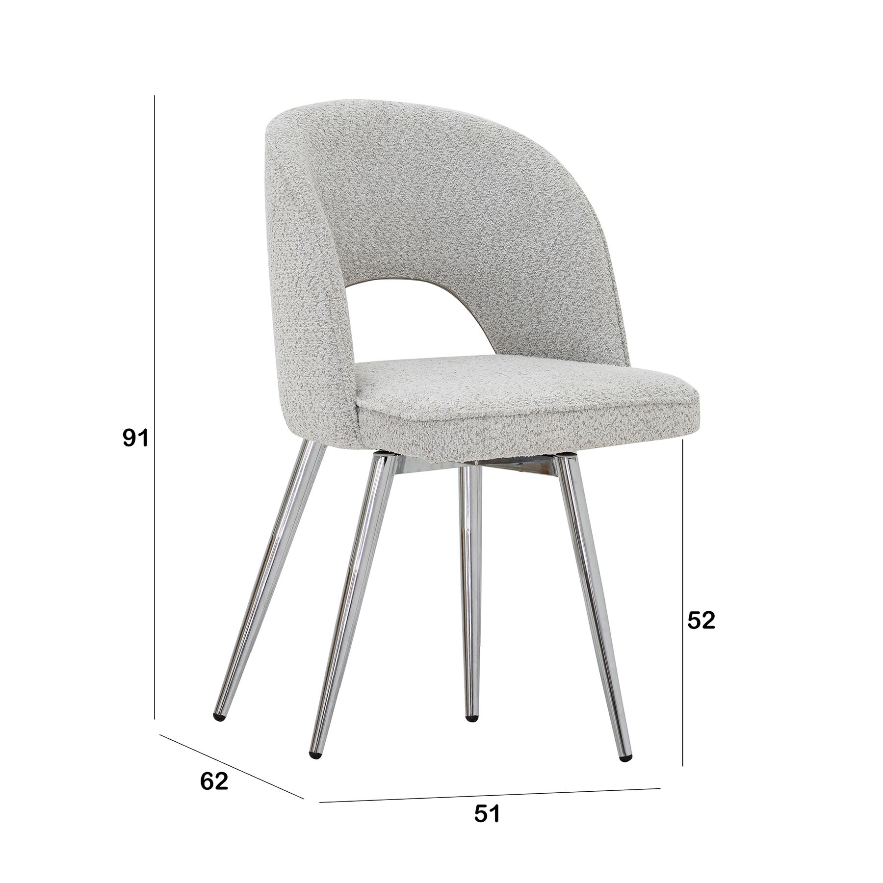Cozy Swivel Dining Chair-Light Grey - Image 2