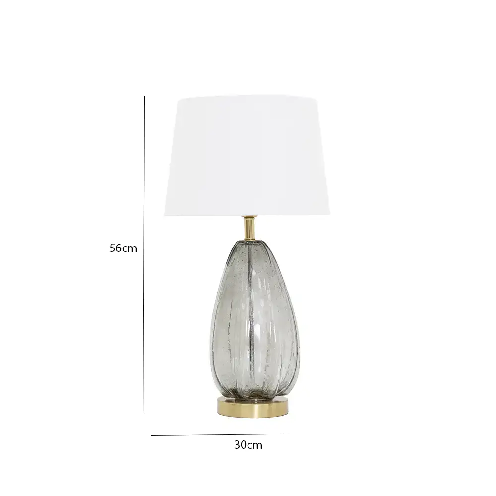 Avero glass base table lamp grey 30x30x56cm - Image 2