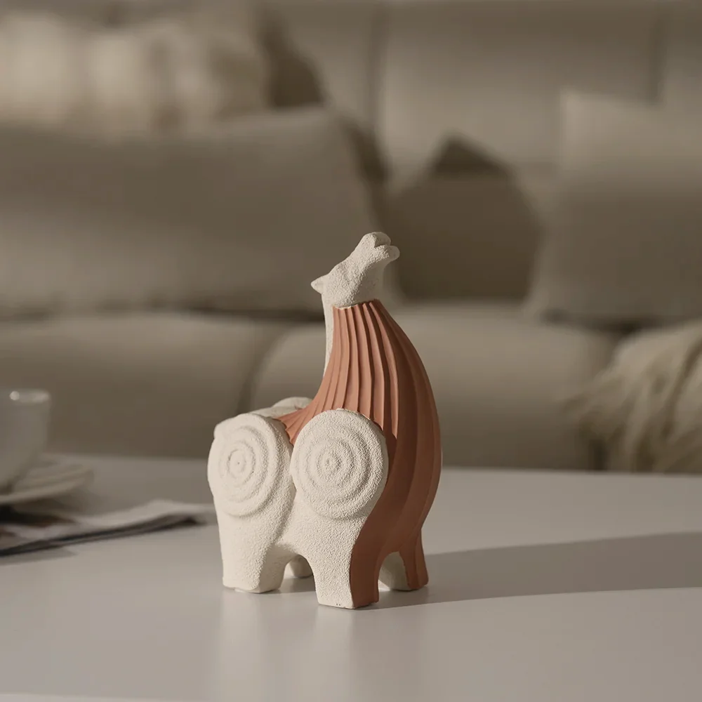 Rabaque polyresin terracotta beige roman horse accent 15x8x20cm - Image 4