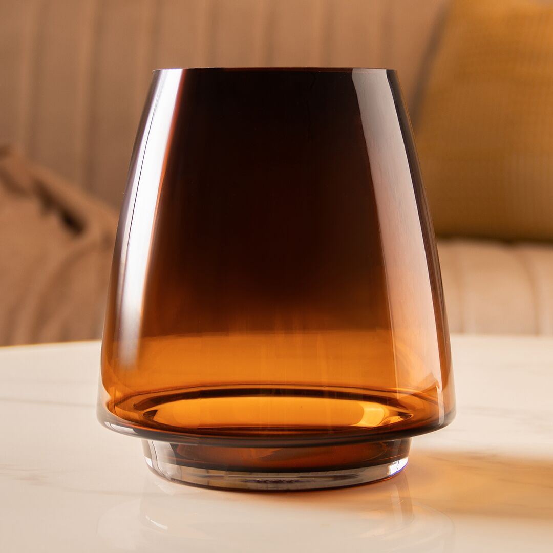 Ruse glass amber texture vase 18x18x20 cm - Image 5