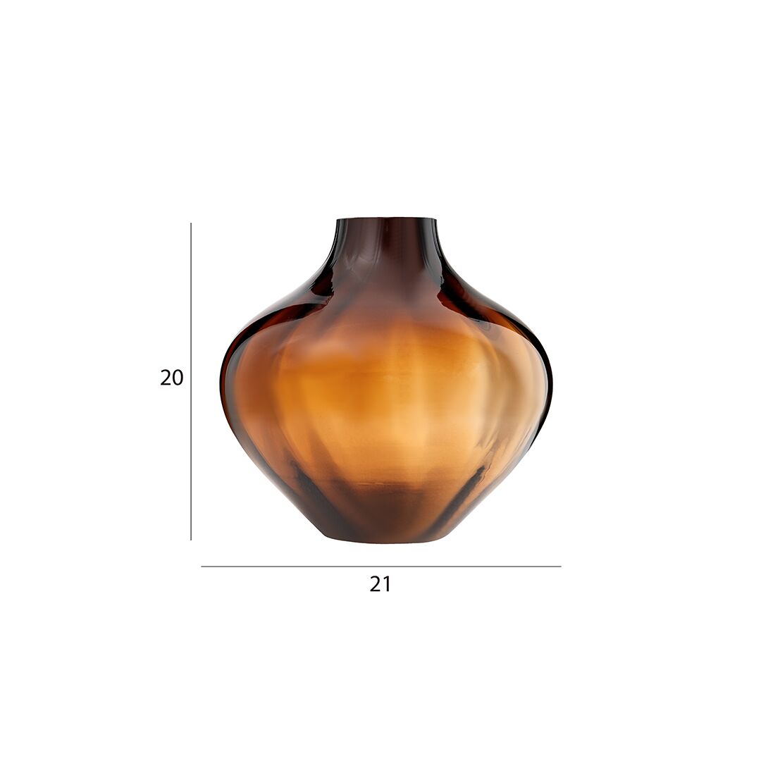 Ruse glass amber texture vase 21x21x20 cm - Image 2