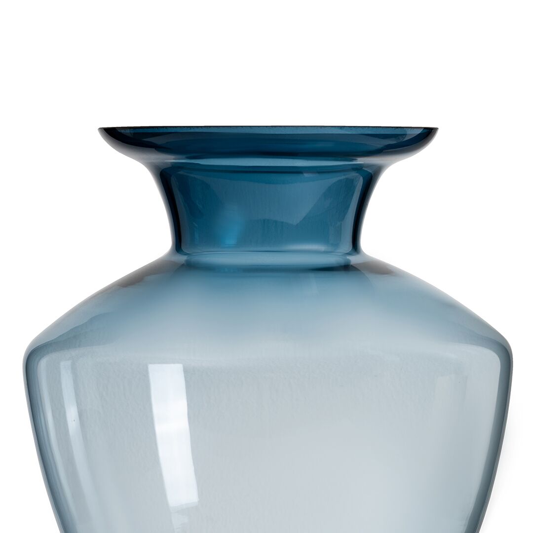 Ruse glass Blue texture vase 22x22x30.5 cm - Image 3