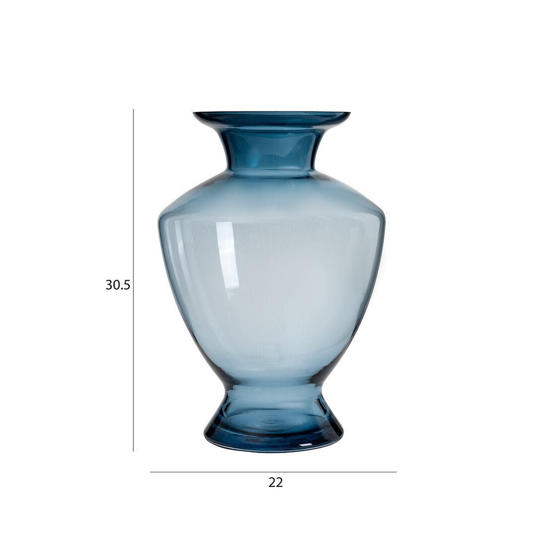 Ruse glass Blue texture vase 22x22x30.5 cm - Image 2