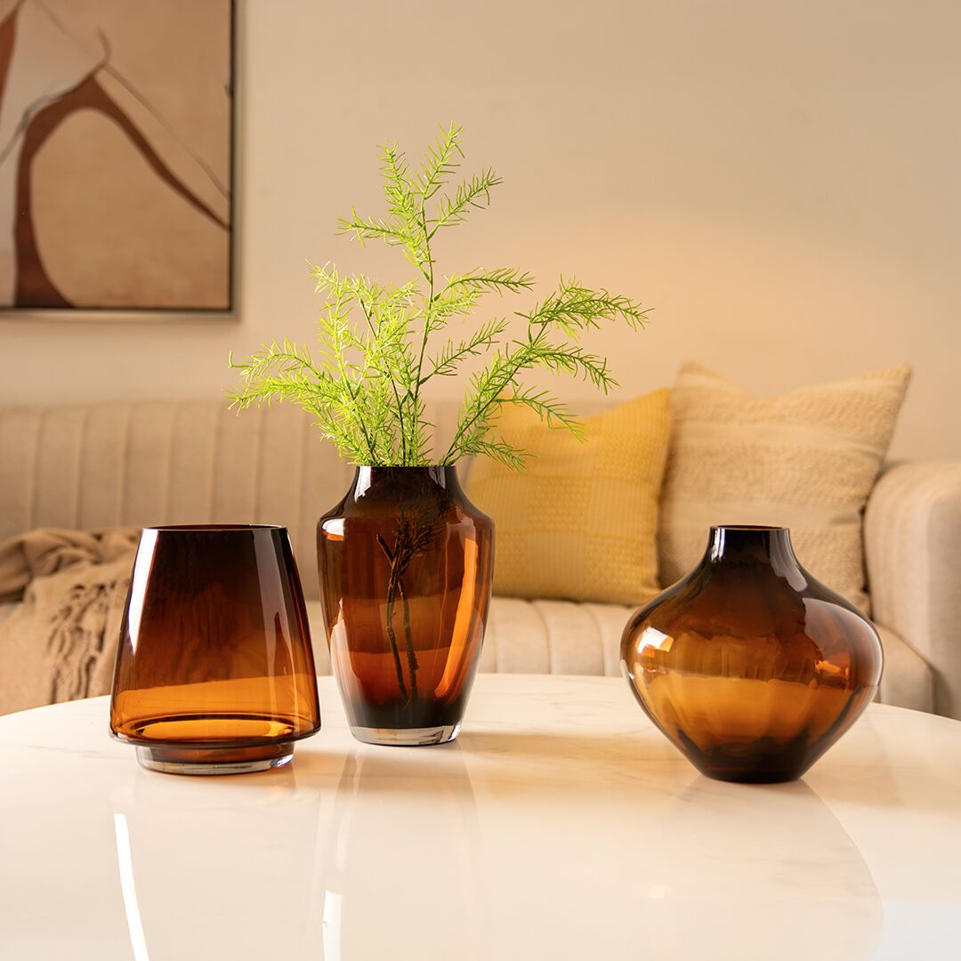 Ruse glass amber texture vase 21x21x20 cm - Image 5