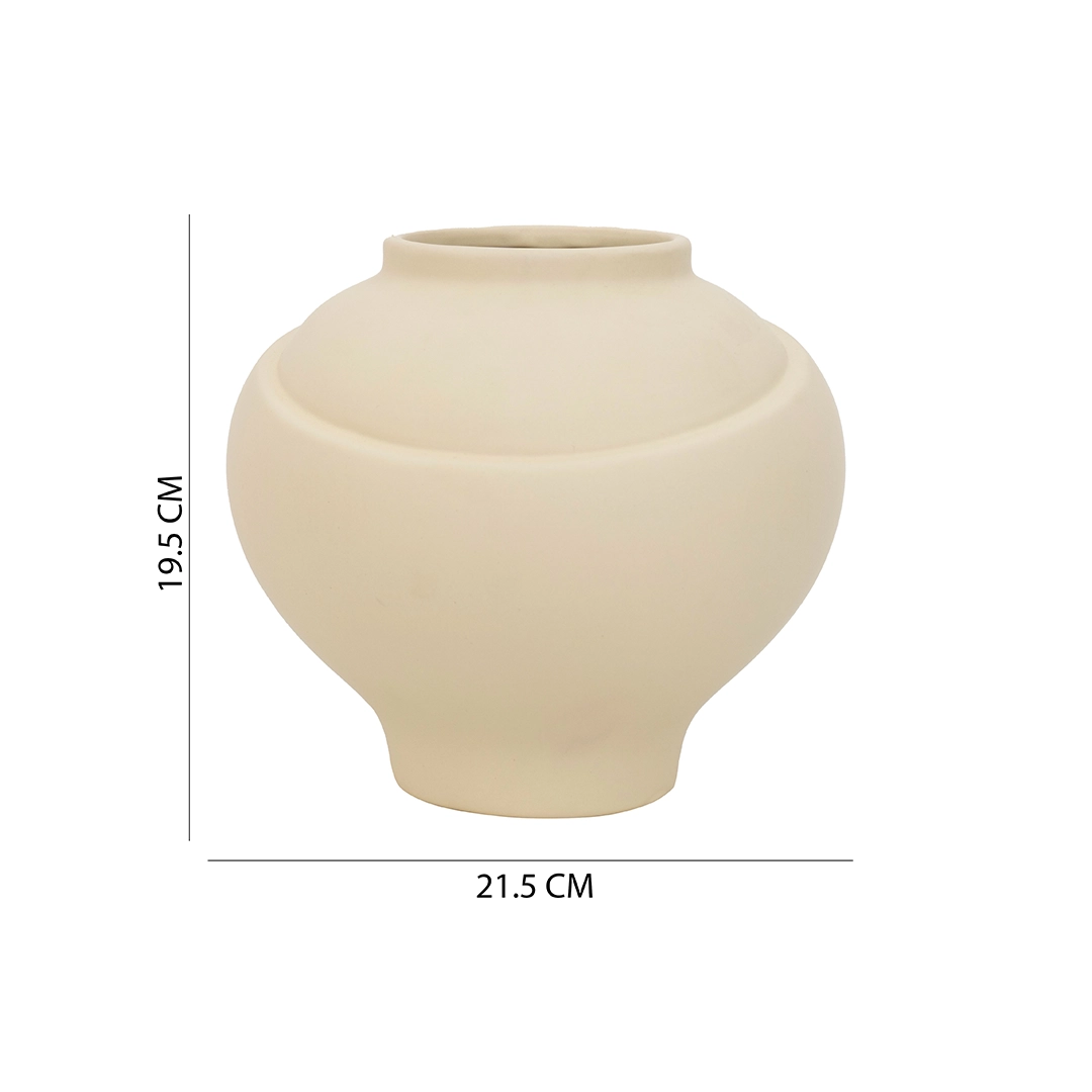 Quinn ceramic vase beige 21.5*21.5*19.5 cm - Image 2