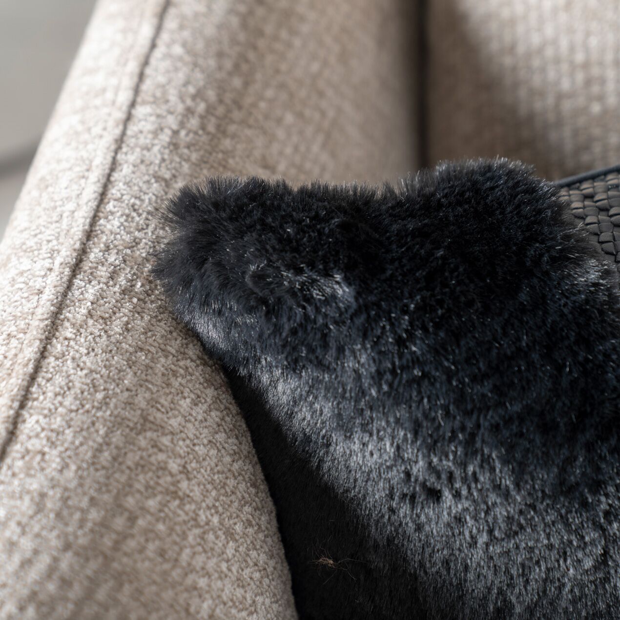 Miraj Fur Cushion Black 30x50Cm - Image 4