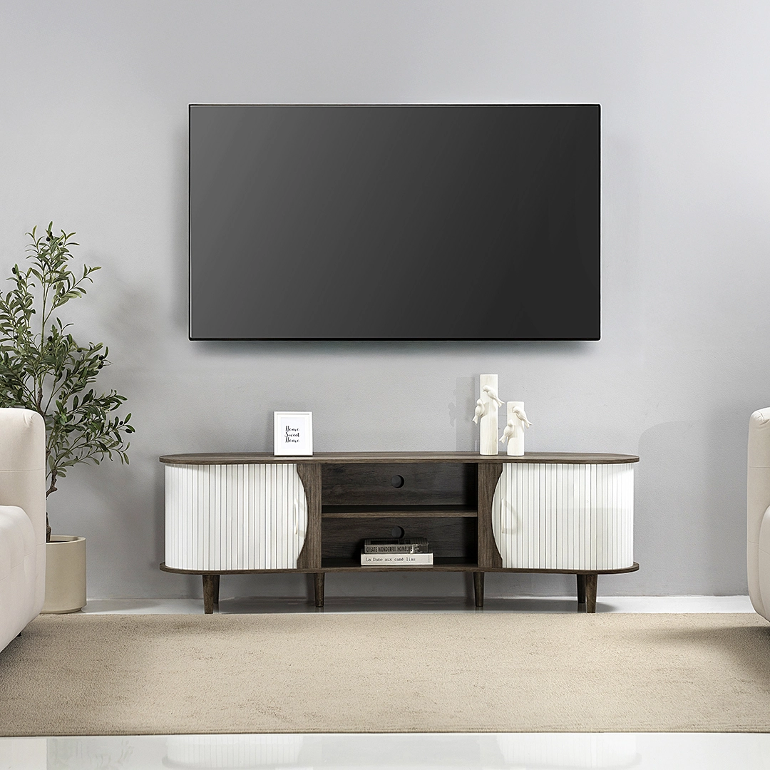 Curve Tv Unit-Grey Oak
