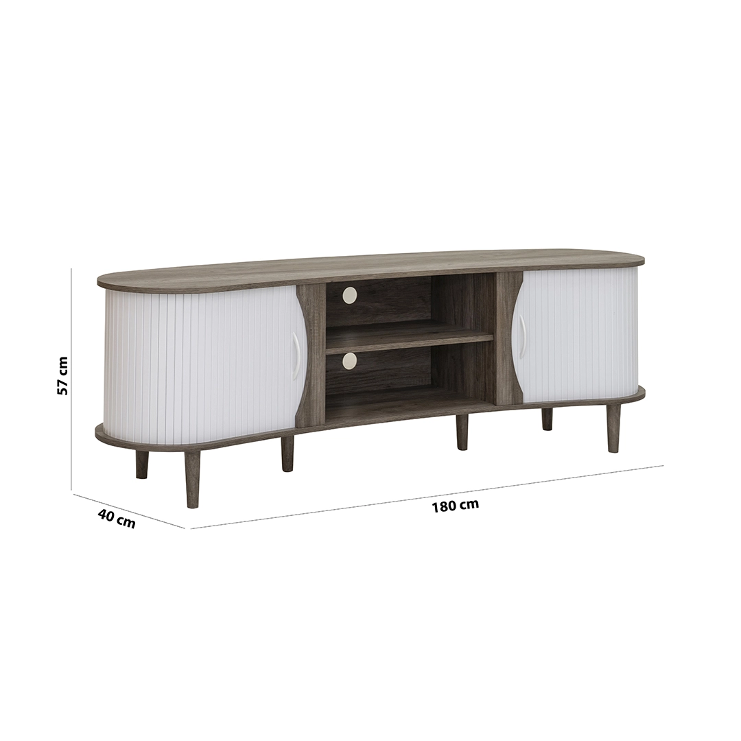 Curve Tv Unit-Grey Oak - Image 2