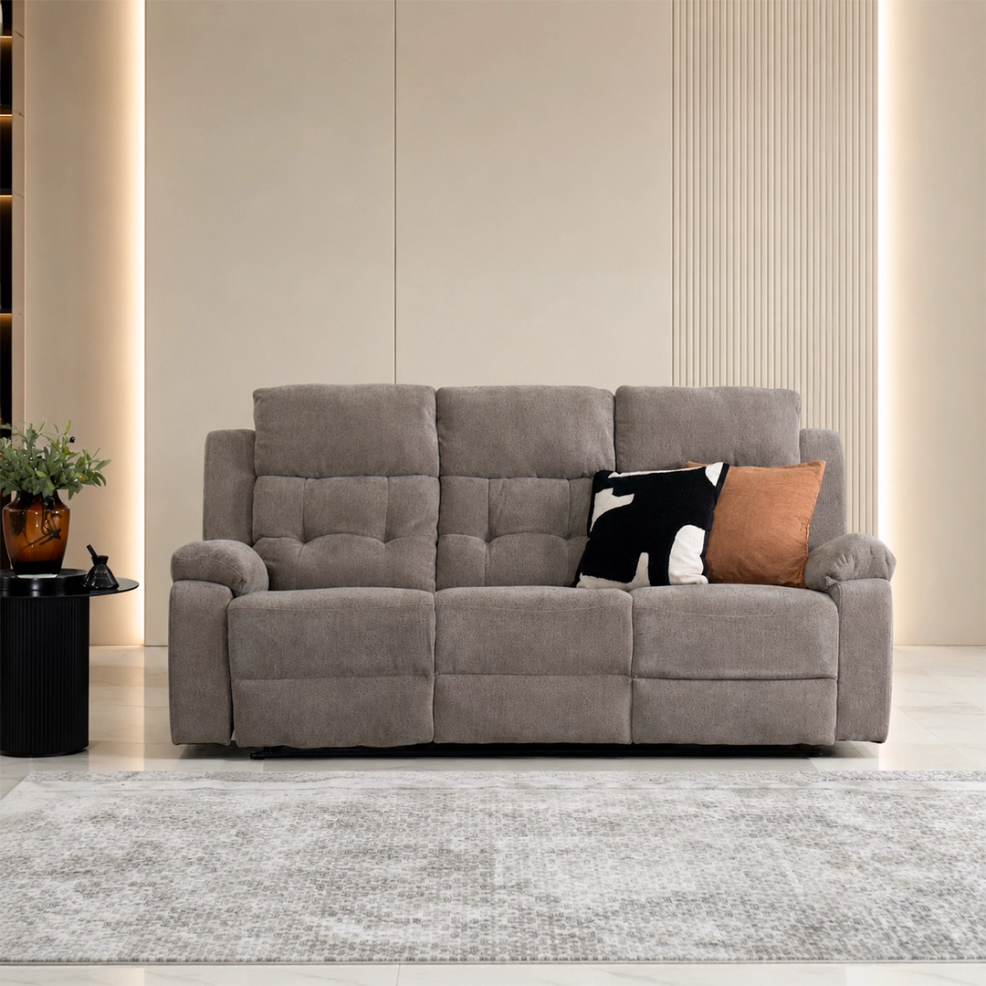 Griffen 6-Seater Recliner Sofa Set-Dark Beige - Image 7