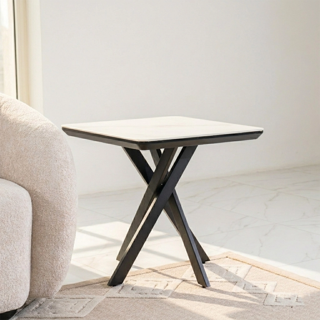 Florence End Table-White/Black - Image 3