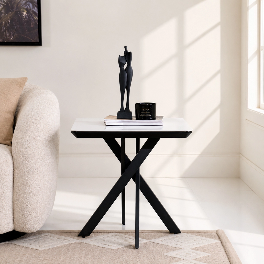 Florence End Table-White/Black - Image 4