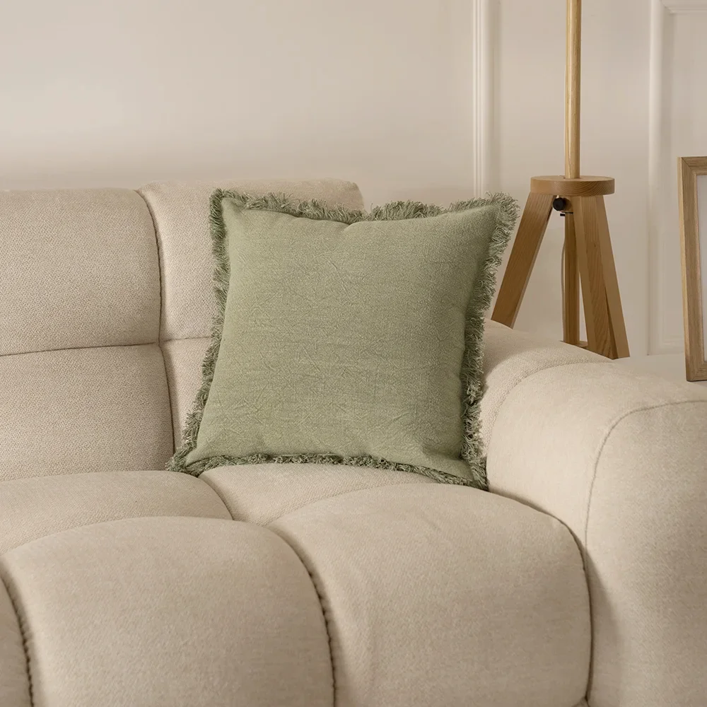 Heston stonewash Green cushion 45x45 cm