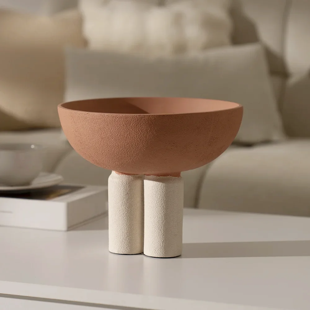 Rabaque polyresin terracotta beige deco bowl 25x25x20cm - Image 5