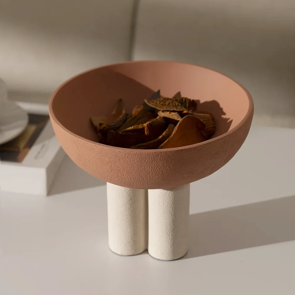 Rabaque polyresin terracotta beige deco bowl 25x25x20cm - Image 6