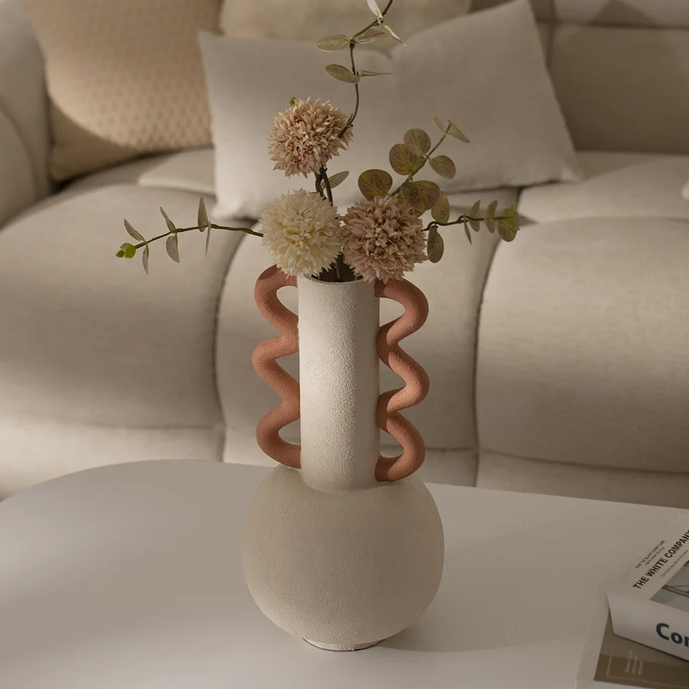 Rabaque polyresin terracotta beige vase 19x19x36cm - Image 4