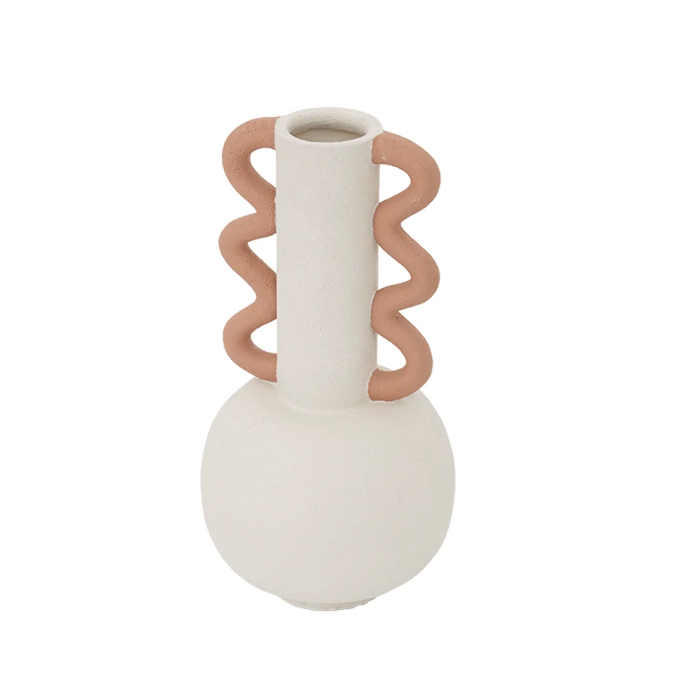 Rabaque polyresin terracotta beige vase 19x19x36cm - Image 3