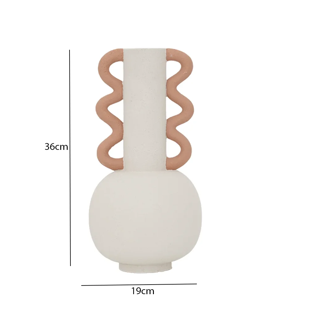 Rabaque polyresin terracotta beige vase 19x19x36cm - Image 2