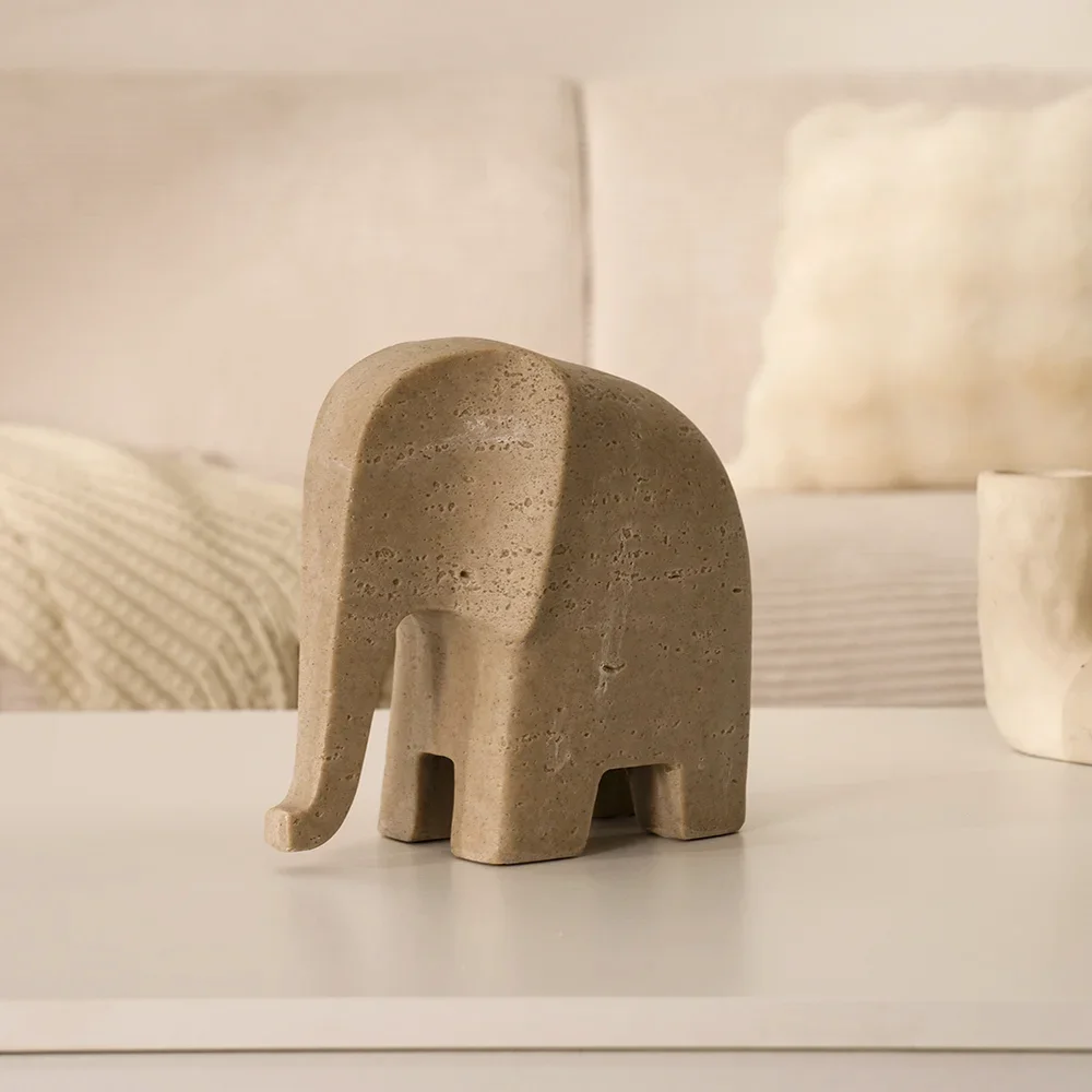 Rabaque travertine elephant accent 20x10x19.5cm - Image 6
