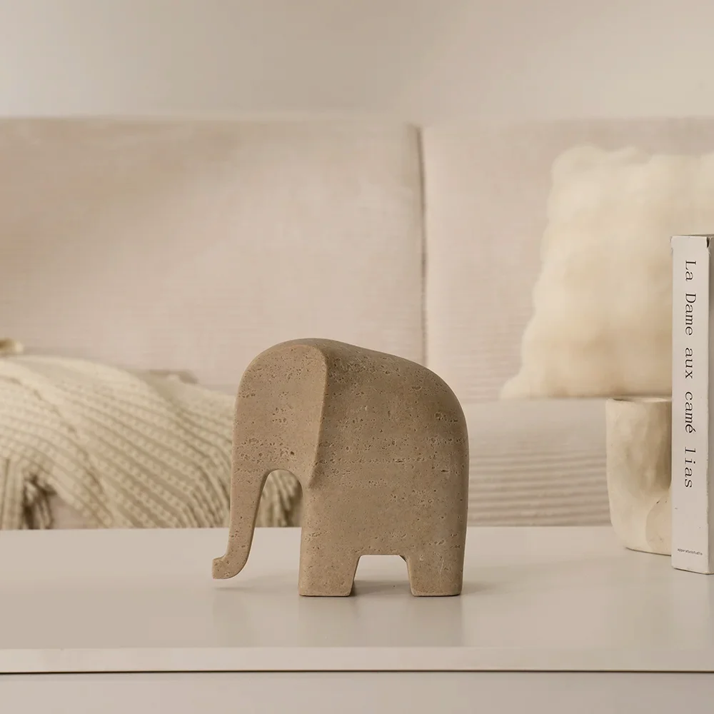 Rabaque travertine elephant accent 20x10x19.5cm - Image 7